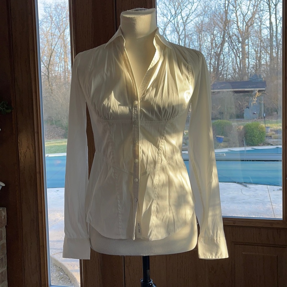 Armani Exchange White Long Sleeve Blouse